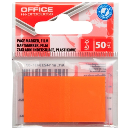 ZAKŁADKI INDEKSUJĄCE PP 25X43MM A50 OFFICE PRODUCTS POMARAŃCZOWE